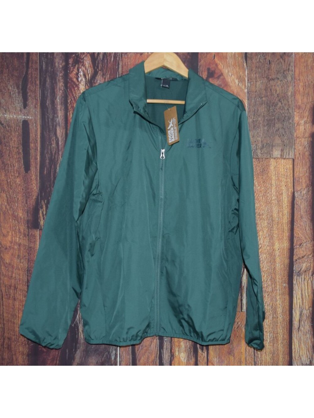 NEW Eddie Bauer Mens Medium Green Windbreaker Jacket Lightweight Full Zip